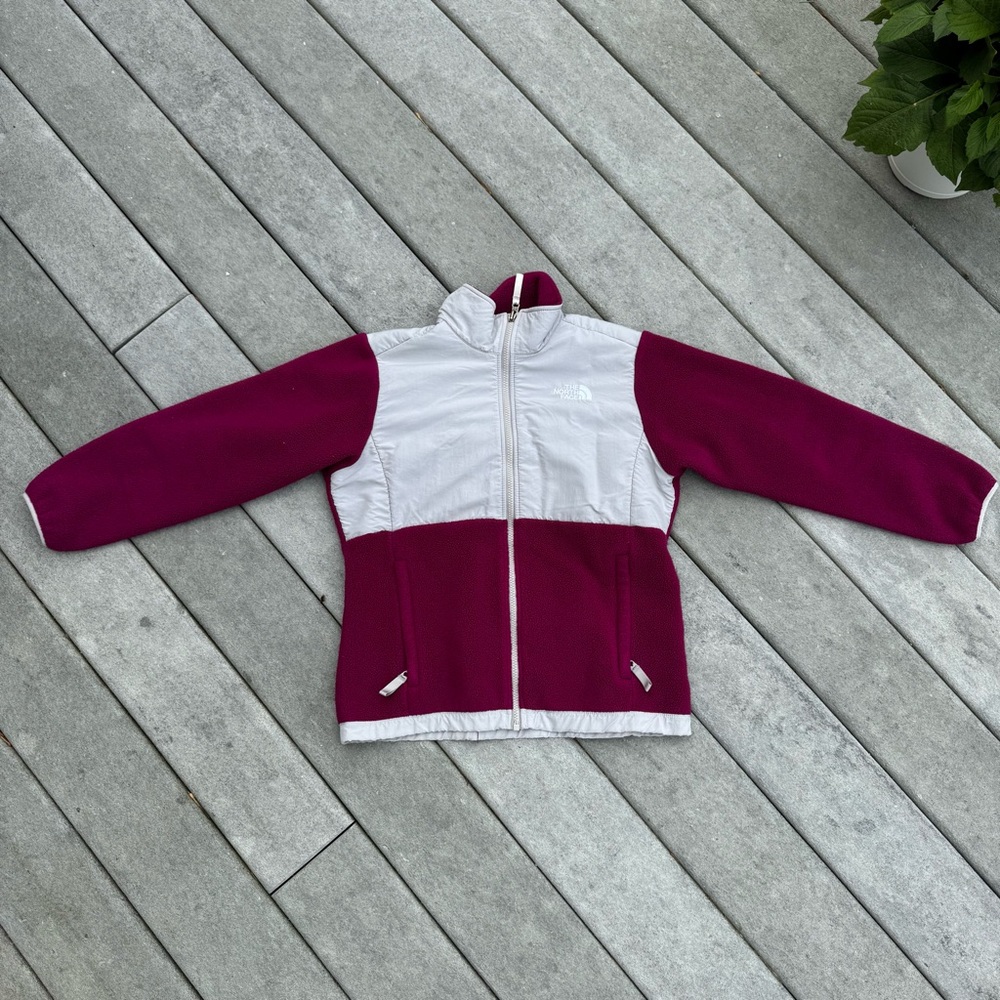 The North Face White and Pink Girls Denali Jacket